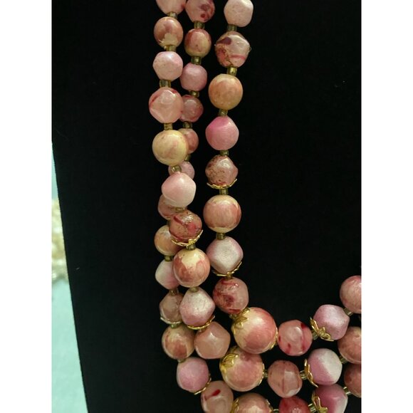 Vintage Triple Strand Necklace BUNDLE (2) | Faux Pearl Graduated Choker + Chunky - Picture 10 of 13